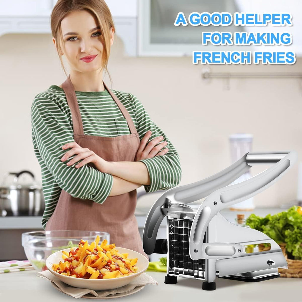 with 2 Blades, Professional Potato Stainless Steel, Potato Slicer Fries, No-Slip...