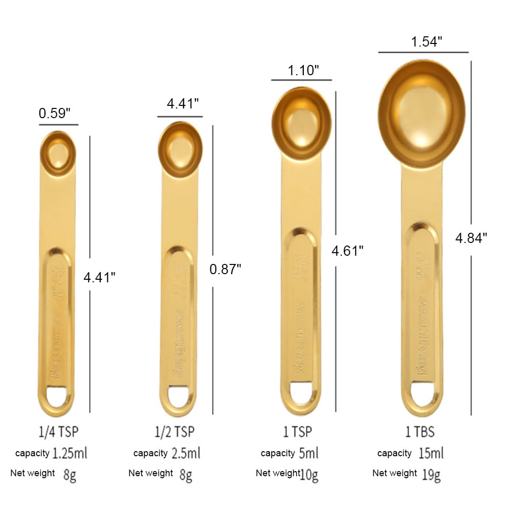 Stainless Steel Measuring Cups,Measuring Cup Spoon Set,Kitchen Accessories 8 PCS(Gold)