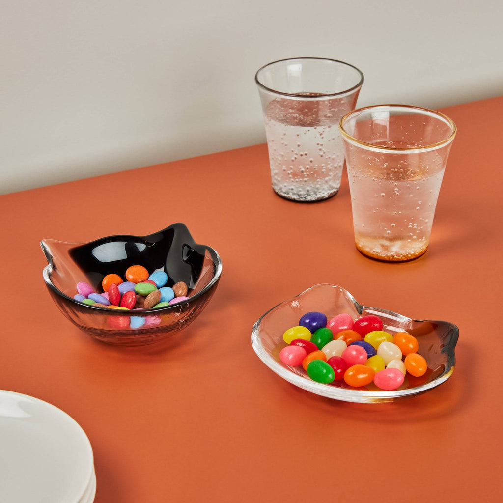 Glass Cat Face Dish - Black