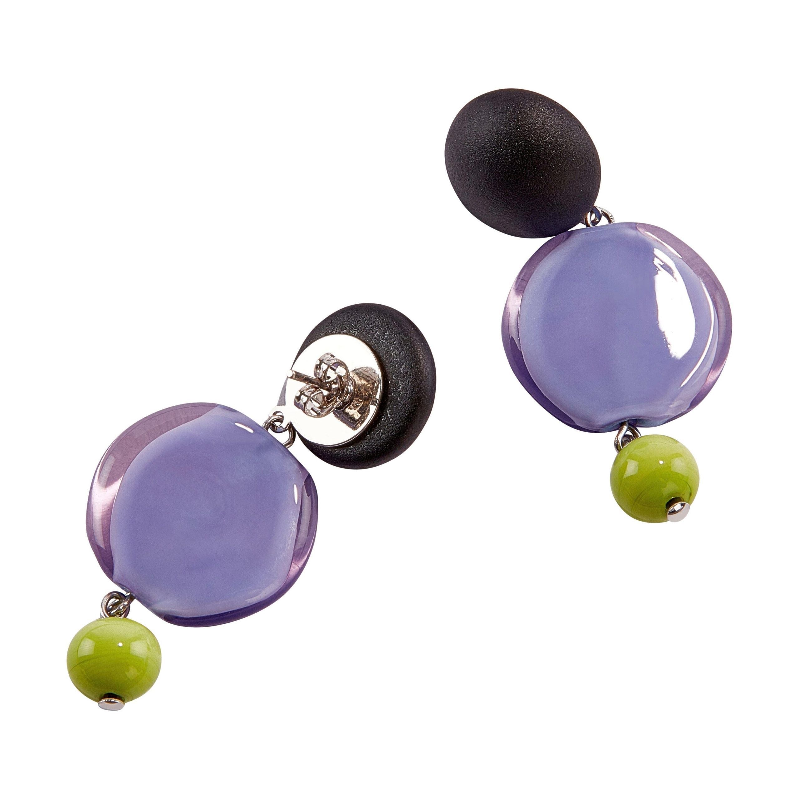 Murano Drop Earrings - Lavender