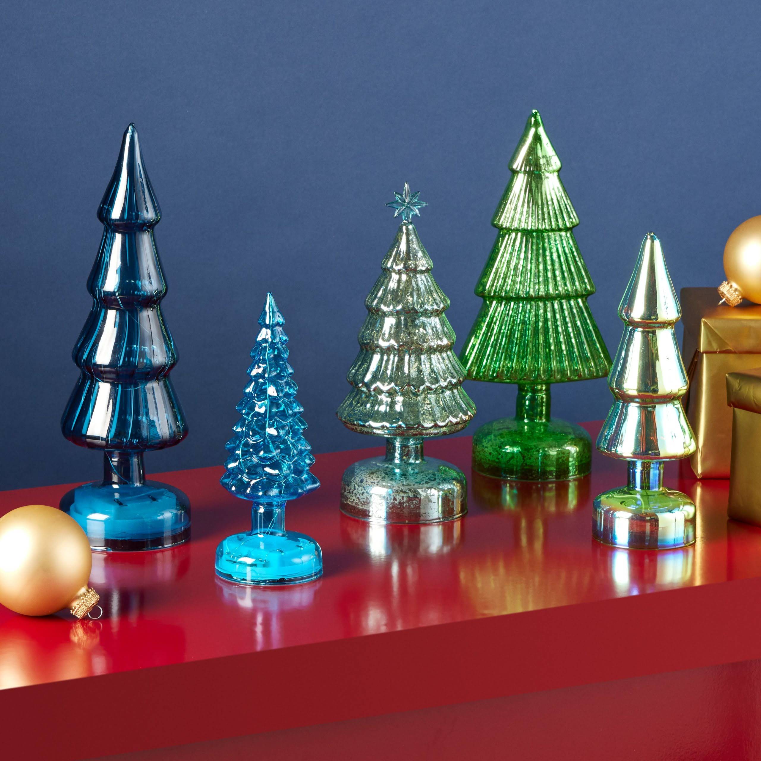 MoMA Colorful LED Lighted Trees - Set of 5 - Small - Blue