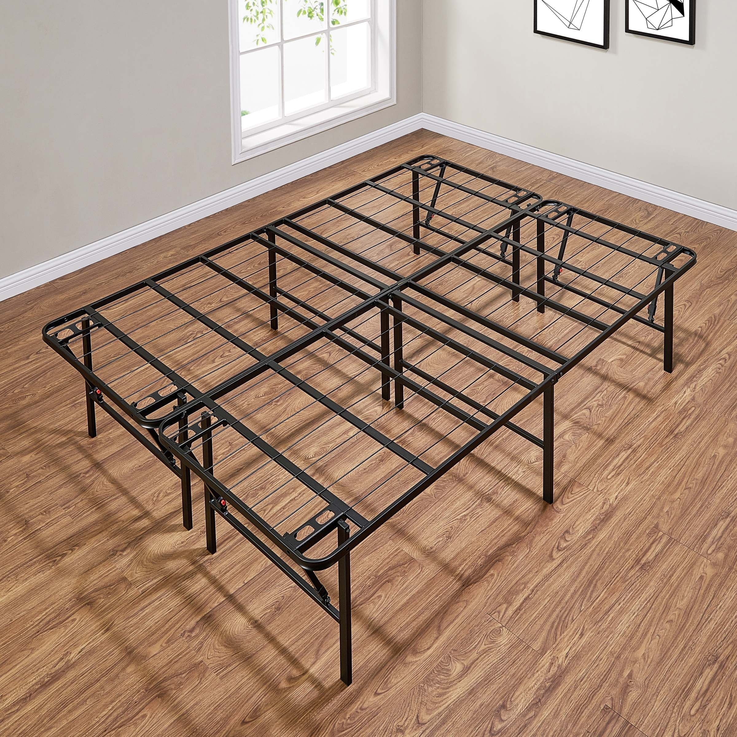 Mainstays 18" High Profile Foldable Steel Queen Platform Bed Frame, Black