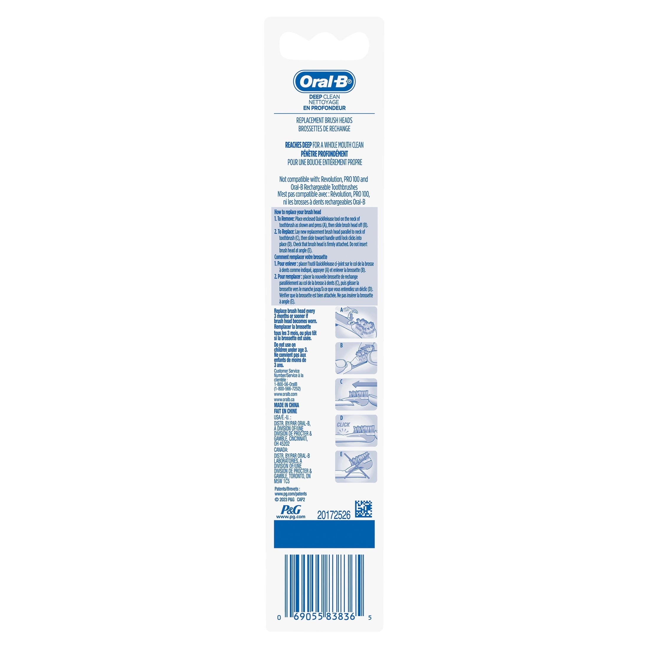 Toothbrush Heads, Deep Clean Battery Powered Toothbrush Replacement Brush Heads, 2 Count
