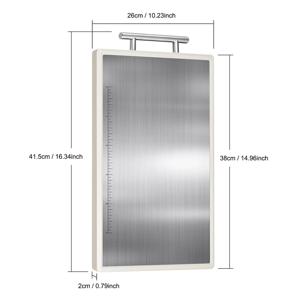Stainless Steel Cutting Board: 16x10 inch Double-Sided, PP Chopping Boards with Stainless Steel Handles