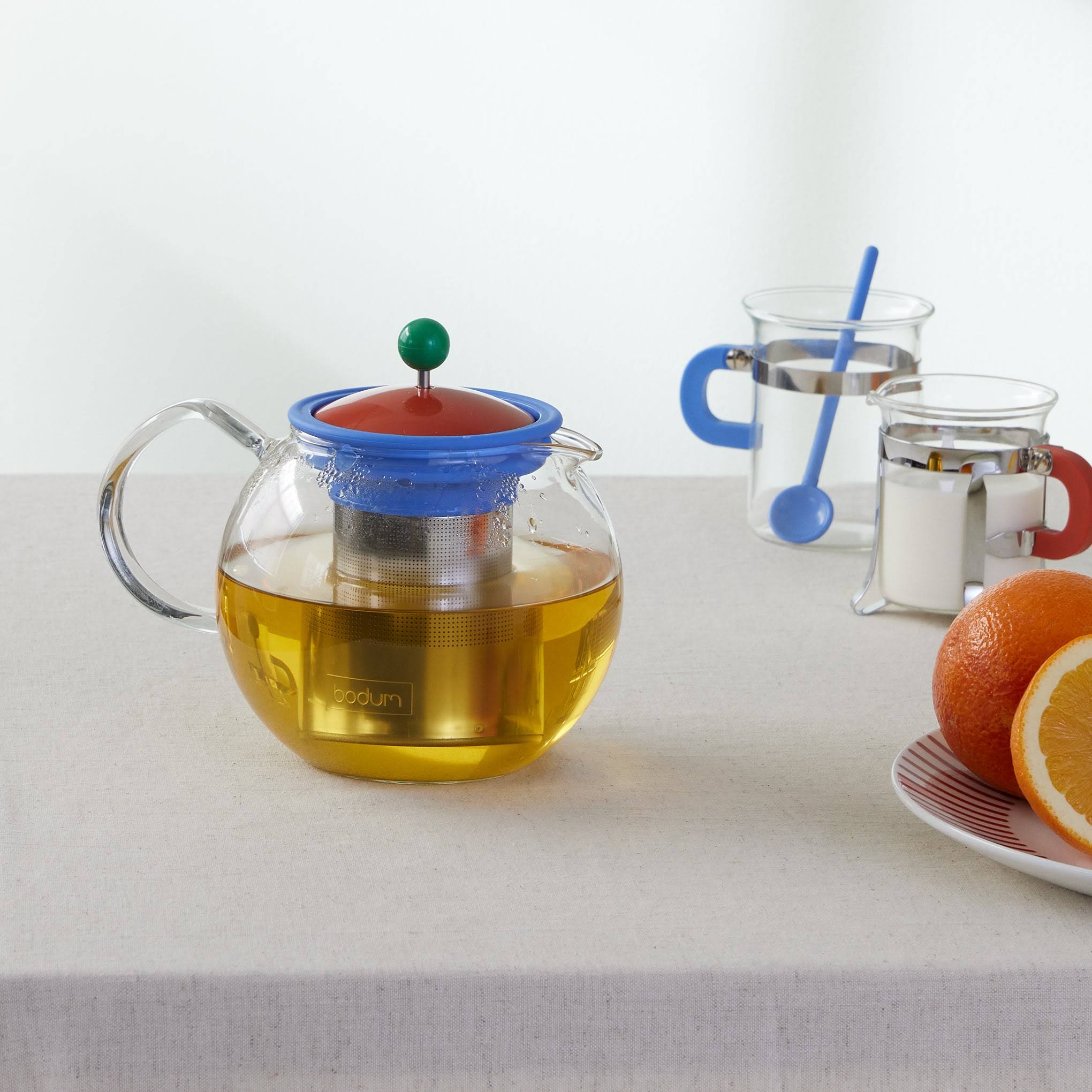 Bodum Assam Brew Teapot - Dark Coral/ Pale Blue