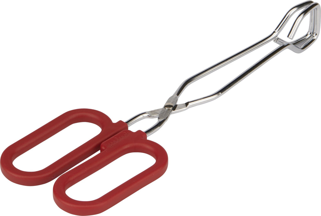 (3 pack) Kitchen Loop Tongs 10", Chrome, Silver/Red