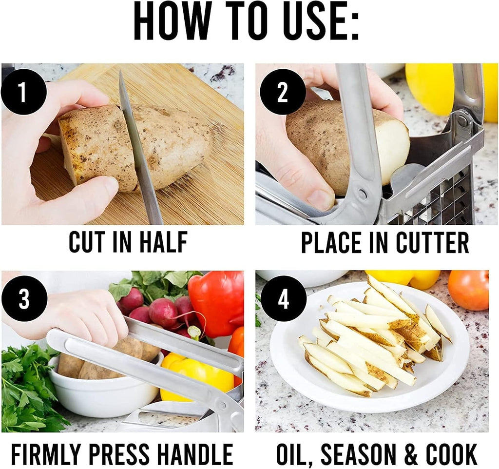 with 2 Blades, Professional Potato Stainless Steel, Potato Slicer Fries, No-Slip...