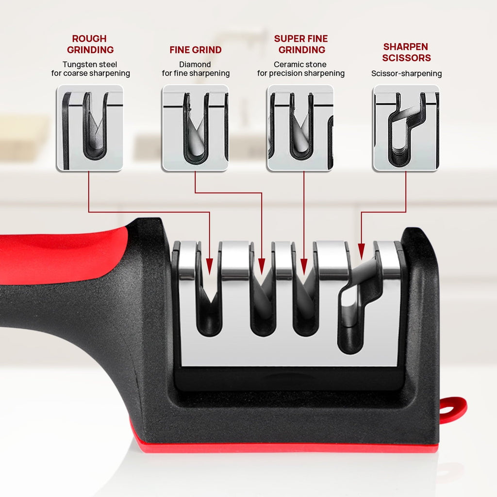 2 Pack Knife Sharpener, 4-Stage Kitchen Knife Sharpeners with Non-slip Base, Knife Sharpening System for Kitchen Kniv...