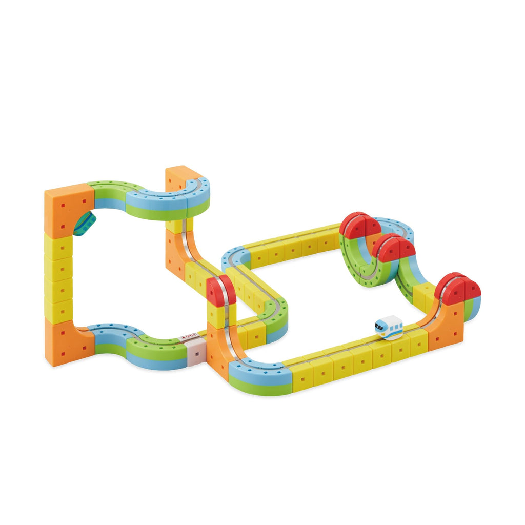 Magnetic Train Rail Cube Block Toy Set - Deluxe 66 pcs