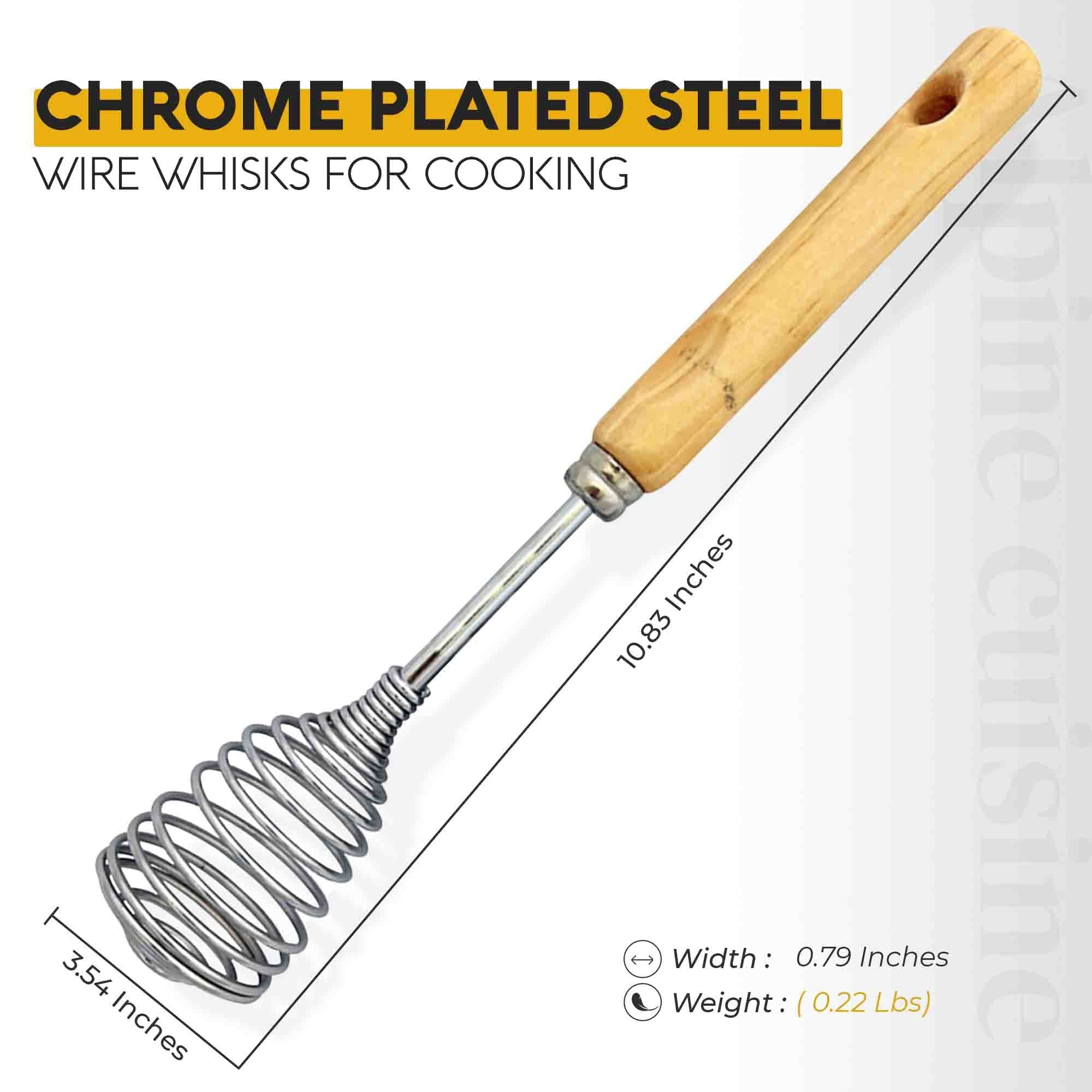 Stainless Steel Wire Whisk 11 Inch with Ergonomic Wood Handle | Egg Whisk, Sauce Whisk & Flat Whisk Combined | Space ...