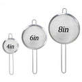 3-Piece Stainless Steel Fine Mesh Strainer Set, 4", 6", and 8", Kitchen Thin Mesh Strainer for Tea Flour Suga...