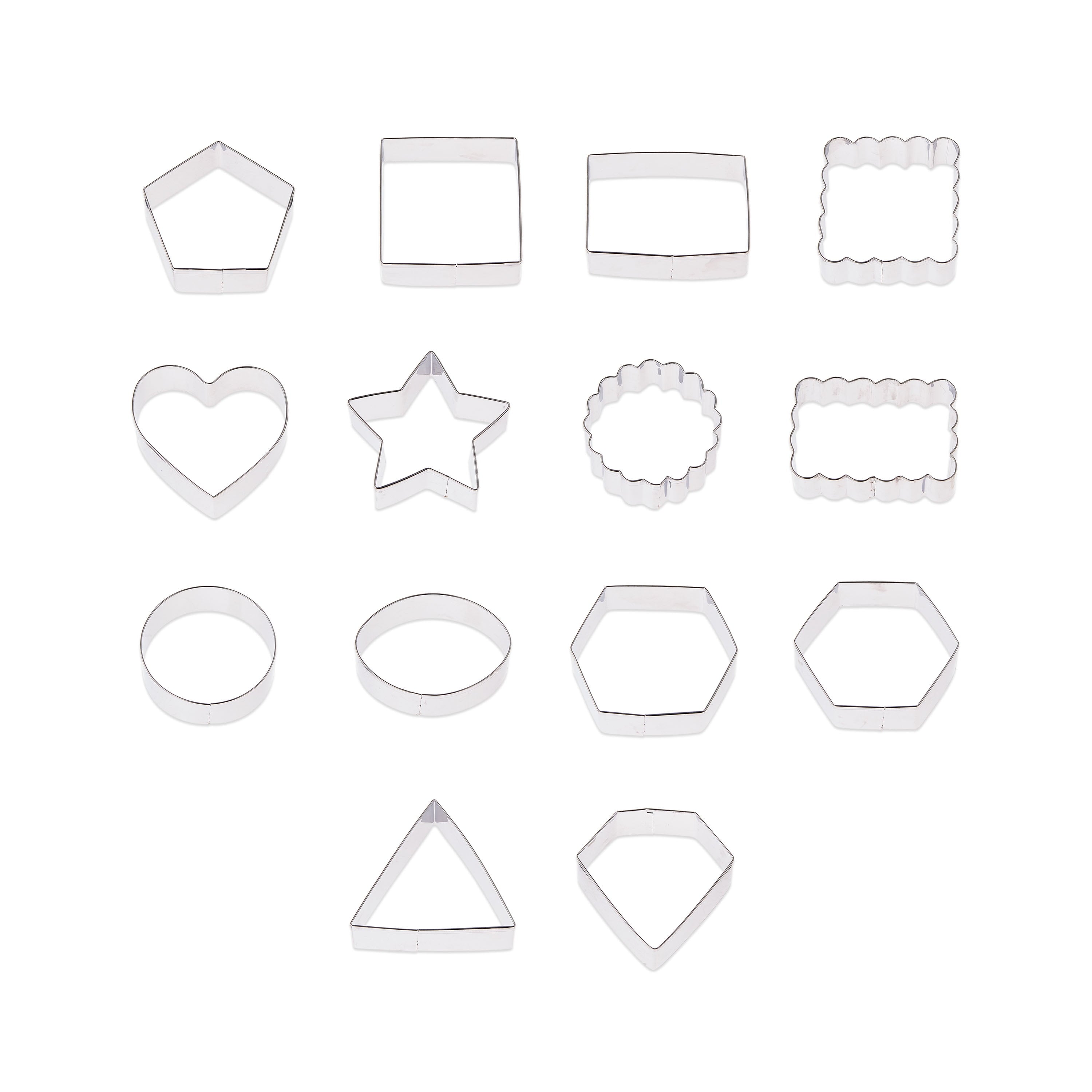 Metal Shaped Cookie Cutters Set, 14 Pieces