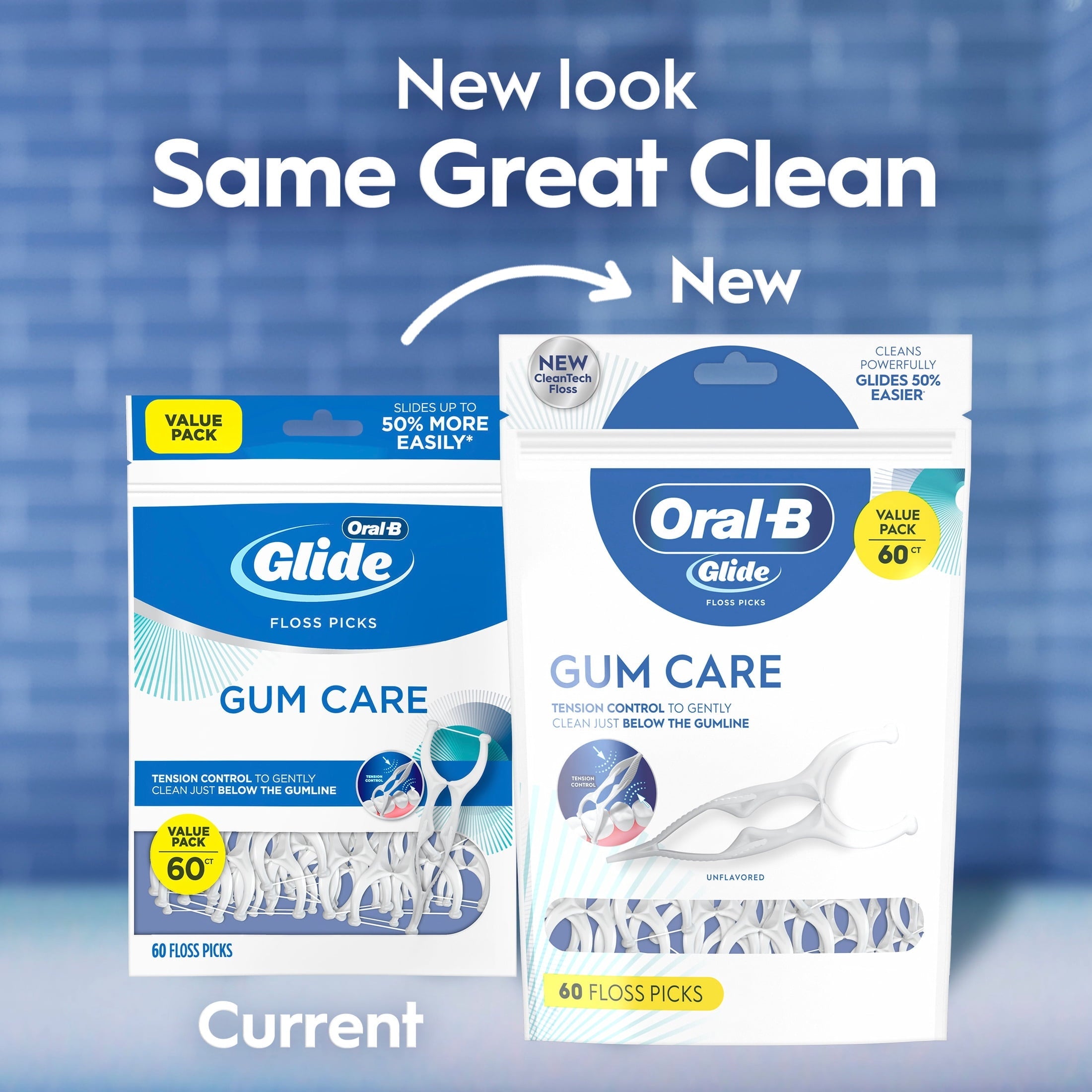 Floss, Glide Gum Care Dental Floss Picks, Good for Back Teeth, 60 Picks