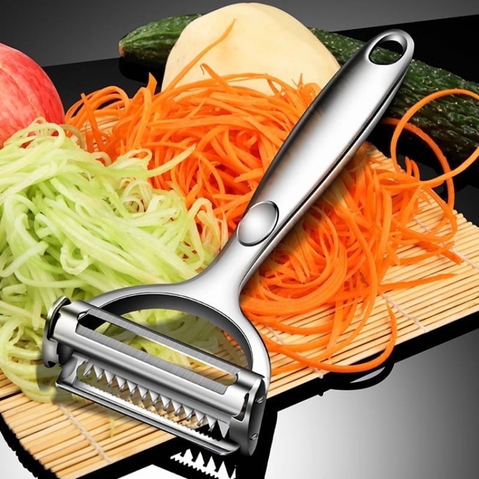 2-in-1 Vegetable Peeler and Julienne Cutter - Stainless Steel Y Peeler for Potatoes, Cucumber, Apple Peeler -...