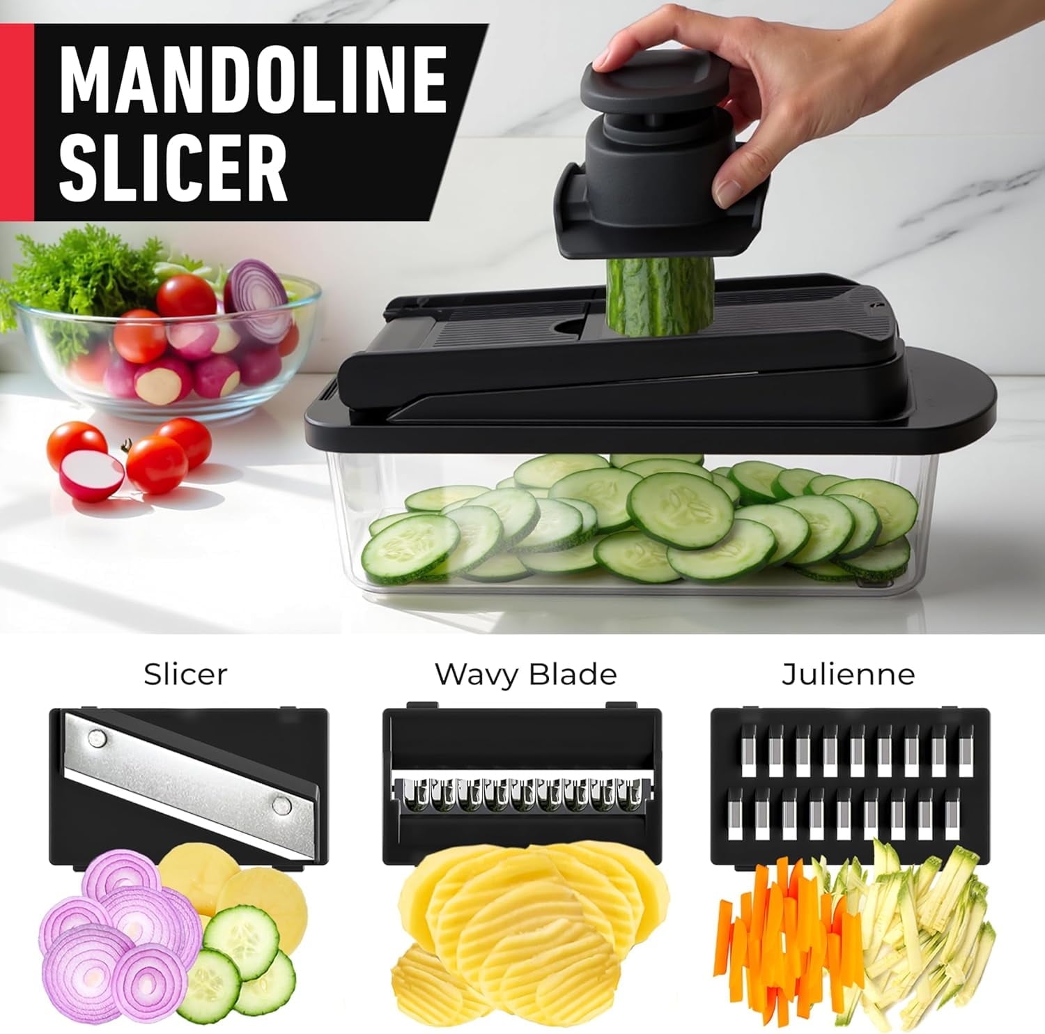 Vegetable Chopper, 10-in-1 Chopper Vegetable Cutter, Food Chopper with Container, Multifunctional Vegetable Cutter wi...