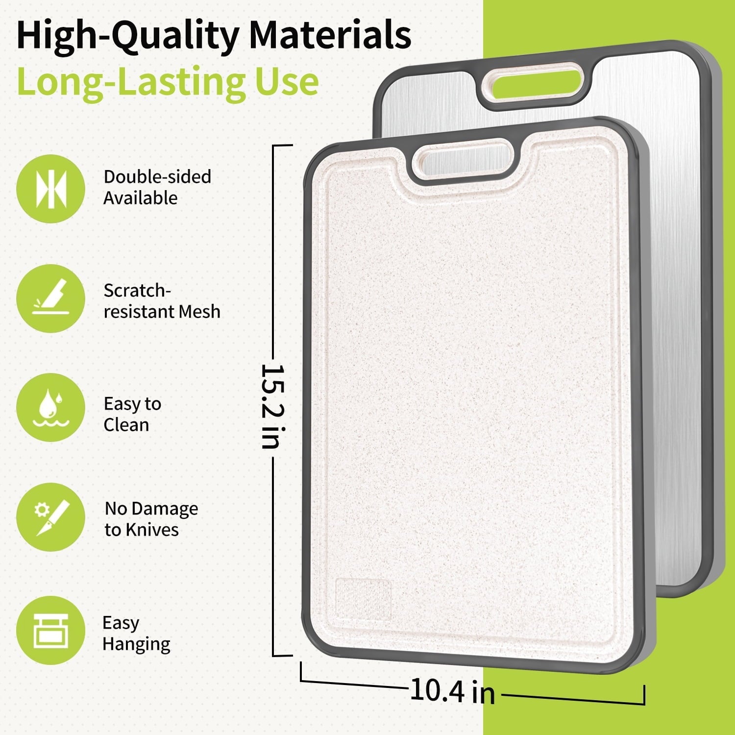 Stainless Steel Cutting Board Large, Double Sided Cutting Board for Kitchen, Non Toxic Chopping Board for Meat, Veget...