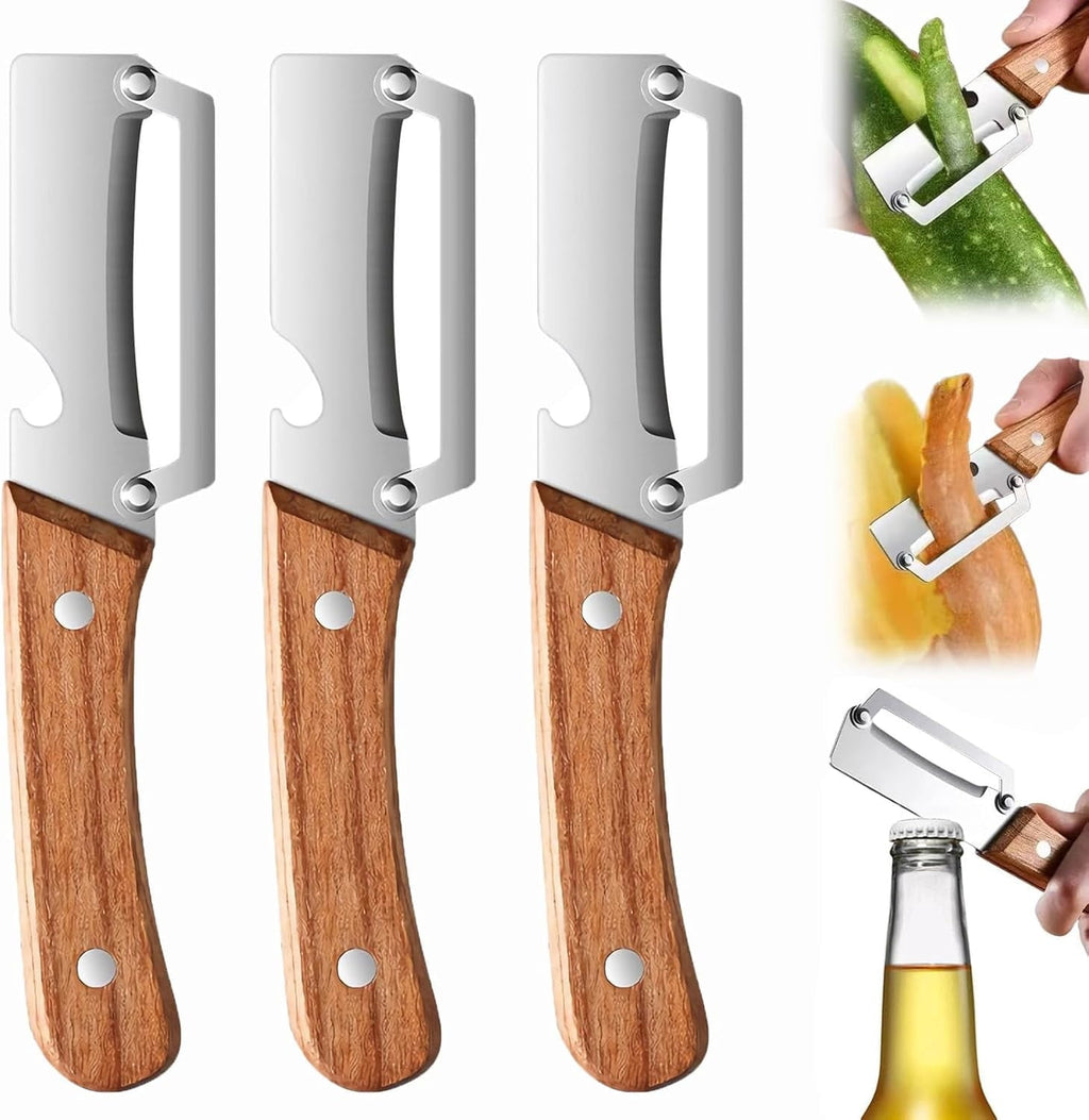 Vegetable Peeler, Ultra-Sharp Stainless Steel Blade with Ergonomic Wood Handle, Kitchen Peeler for F...