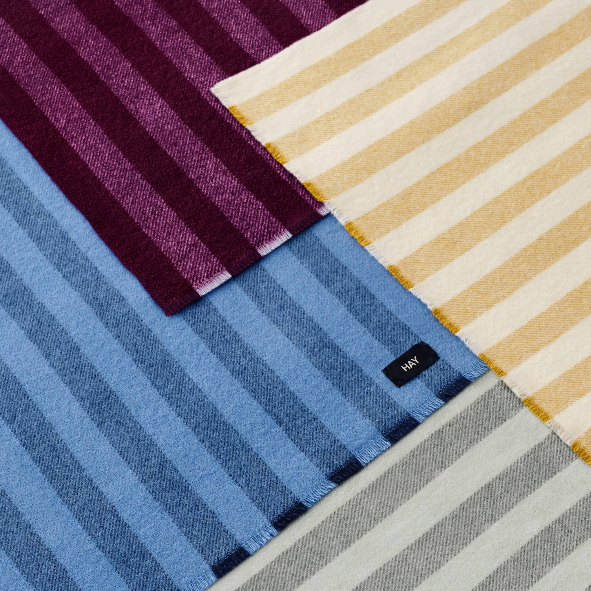 HAY Duo Striped Wool Throw - Plum