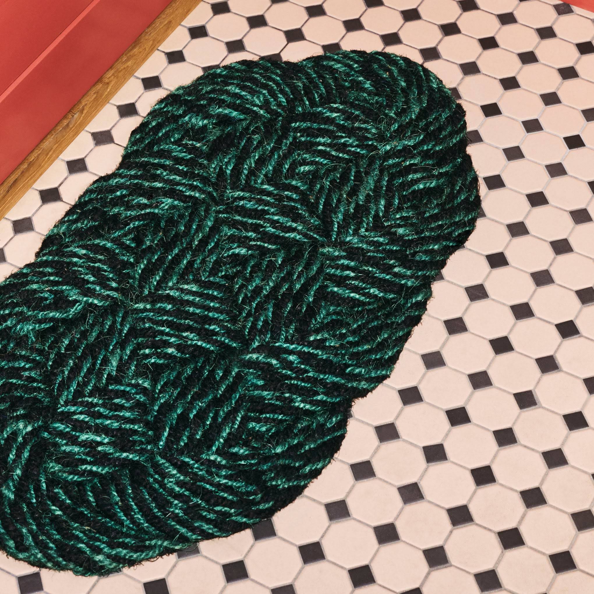HAY Coco Swirl Doormat - Green/ Black