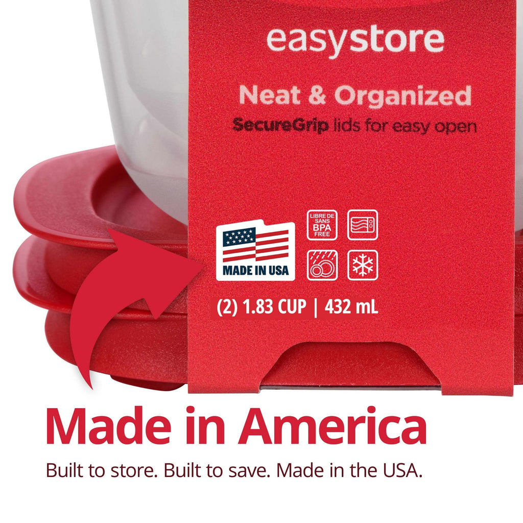 3.57-Cup (2) and 5.26-Cup EasyStore Rectangle Containers, 3 Pack, Food Storage Containers, Food Storage Containers wi...