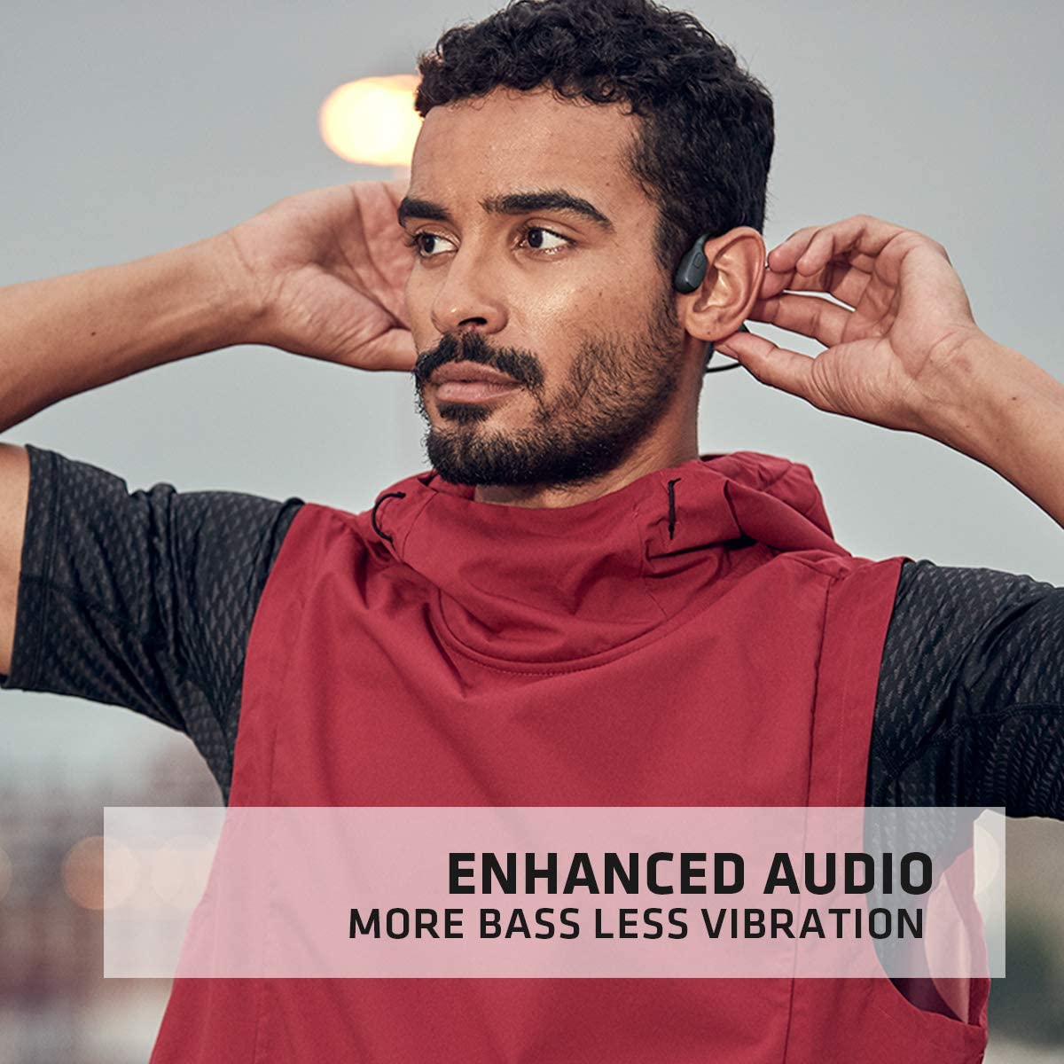 AfterShokz Aeropex Open-Ear Wireless Bone Conduction Headphones with Sport Belt Cosmic Black 2.3