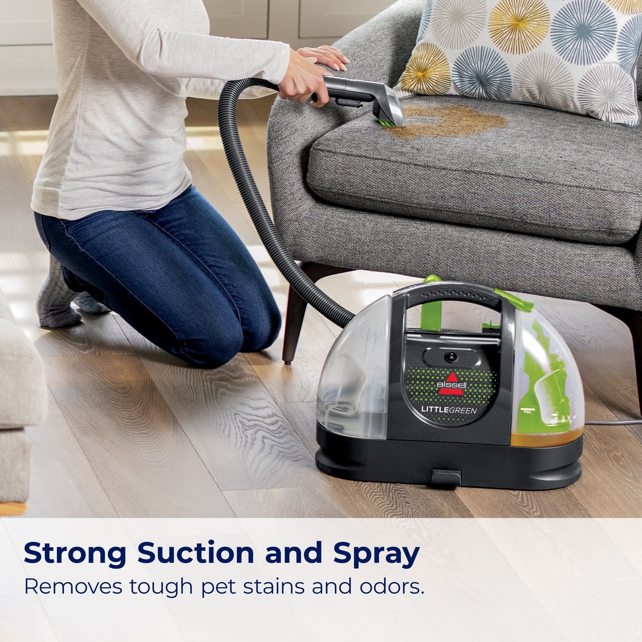 BISSELL Little Green Portable Carpet &amp; Upholstery Cleaner, Strong Suction, Large Tank, Includes Stain Tool &amp; Formula