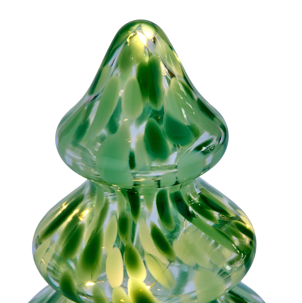 LED Lighted Marbled Glass Holiday Decor - Marbled Tree Tiered