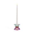 Faceted Crystal Candle Holder - Violet/ Amber/ Light Mint