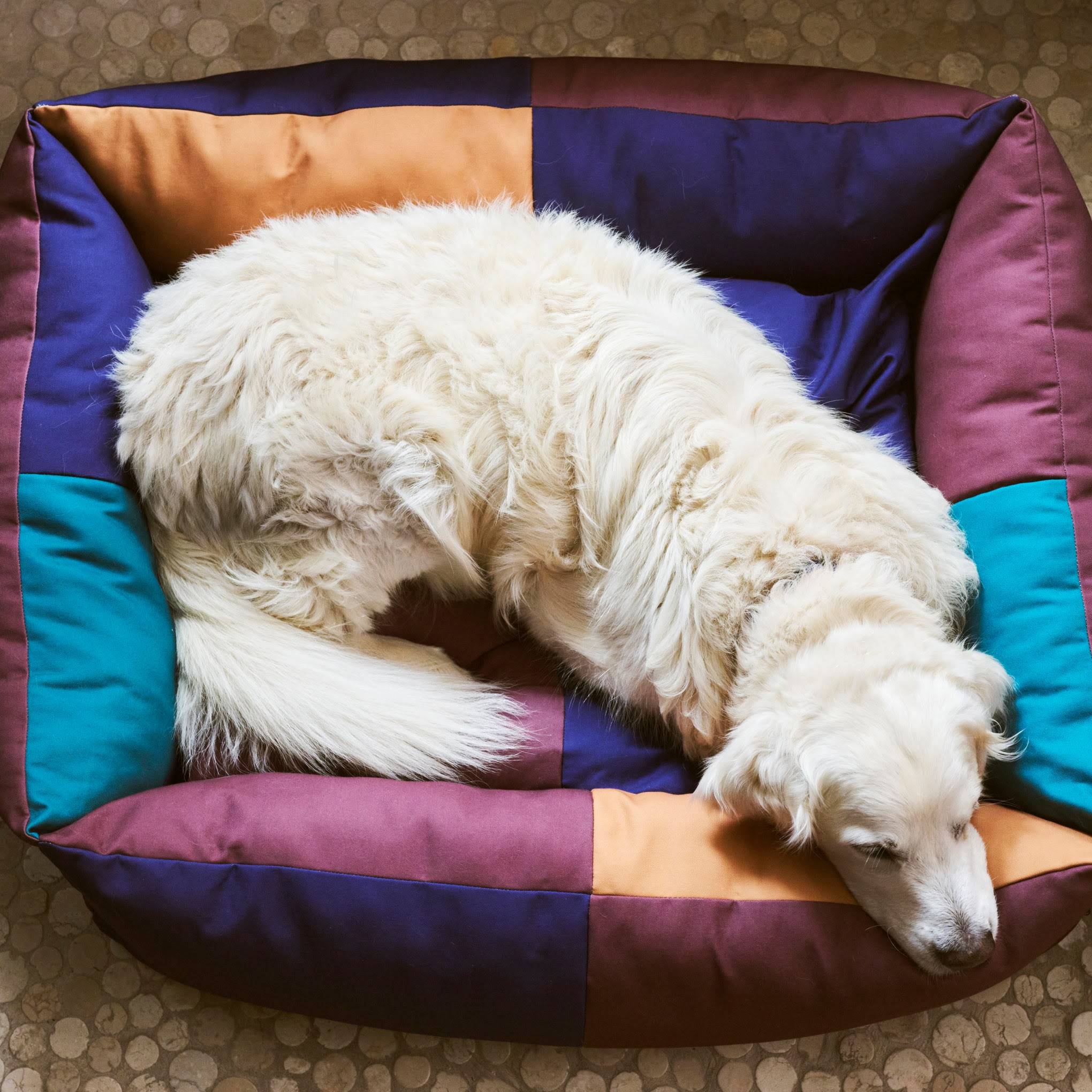 HAY Dog Bed in Recycled Polyester - Burgundy/ Green