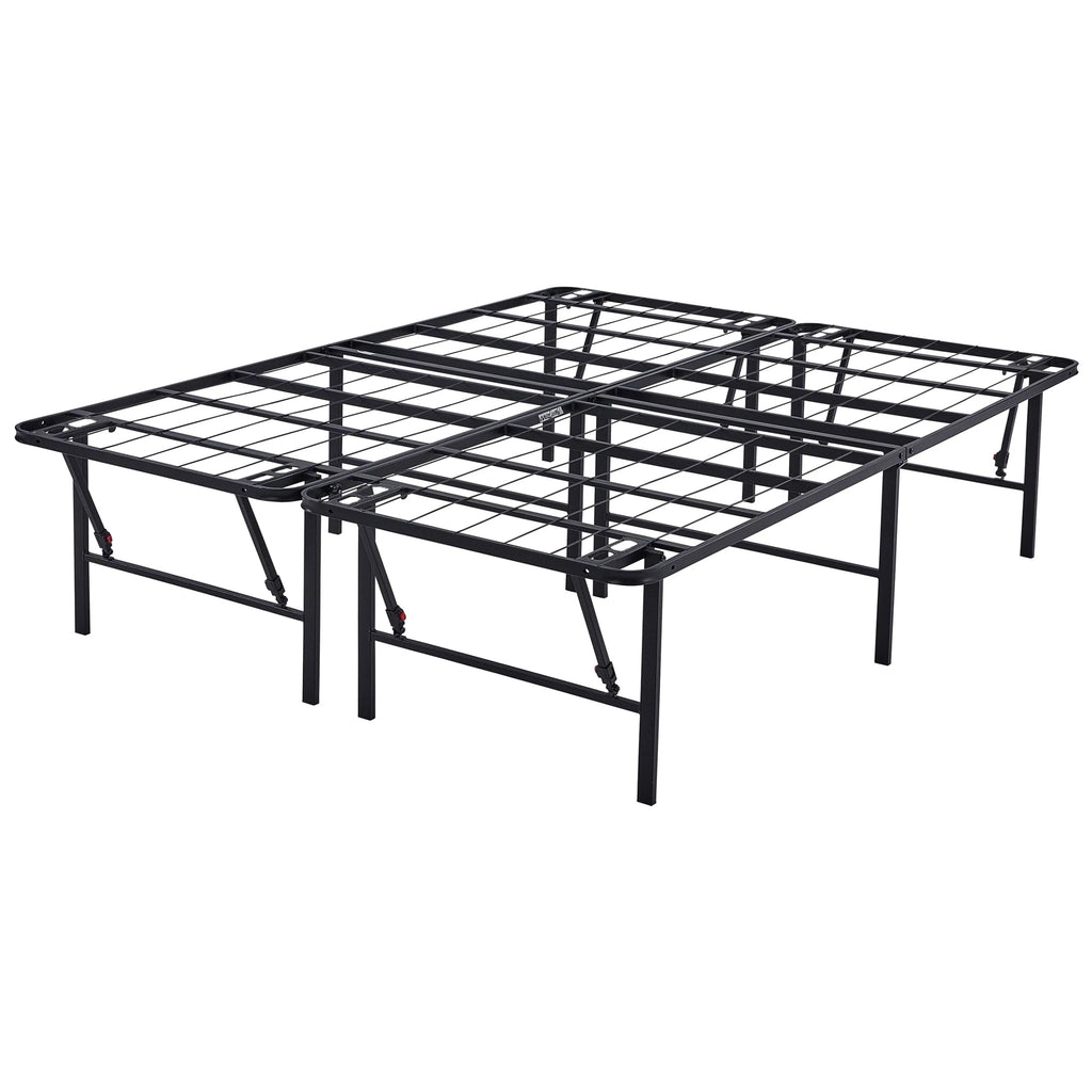 Mainstays 18" High Profile Foldable Steel Queen Platform Bed Frame, Black