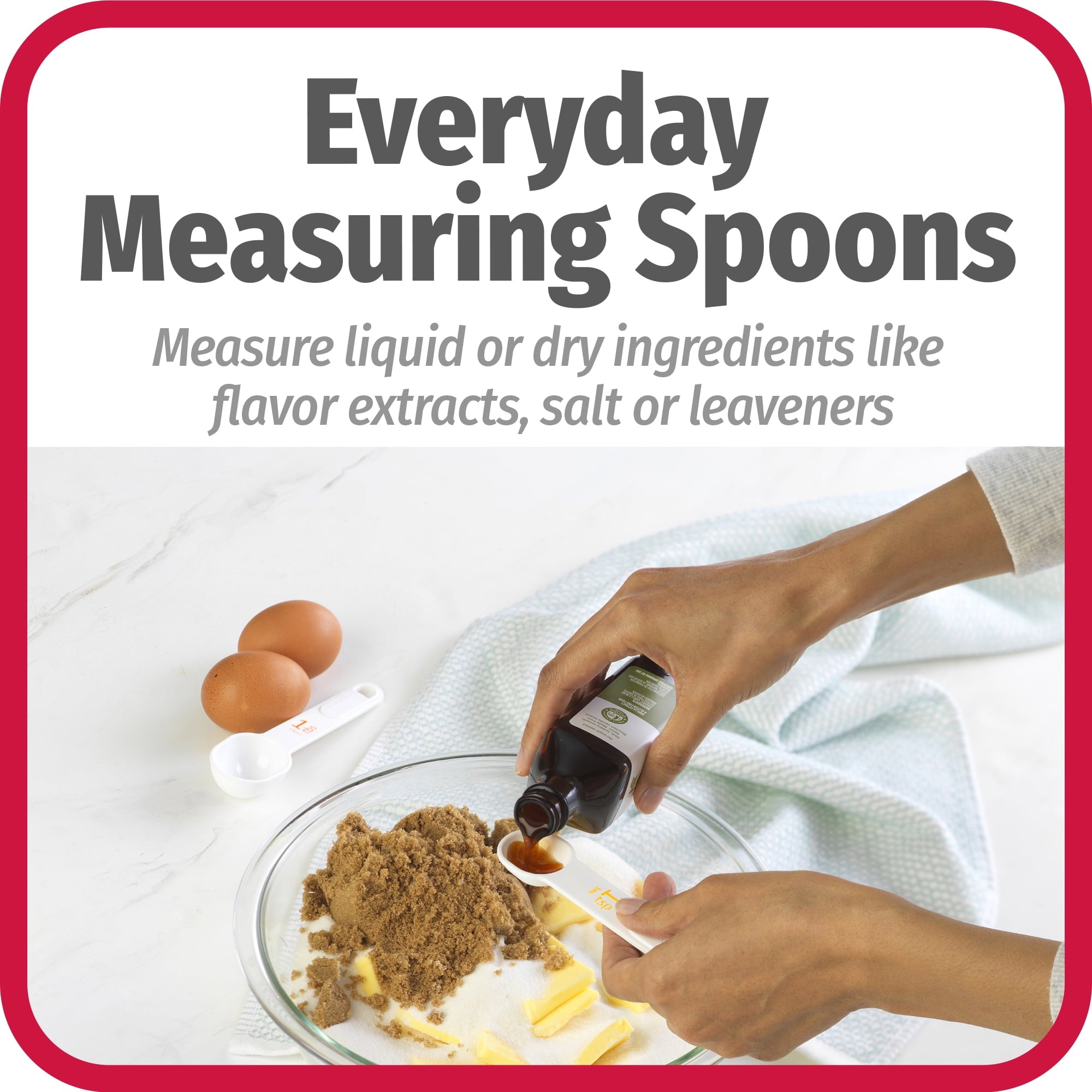 (6 pack) Plastic Measuring Cup Set with Storage Ring, White, 4-Pieces