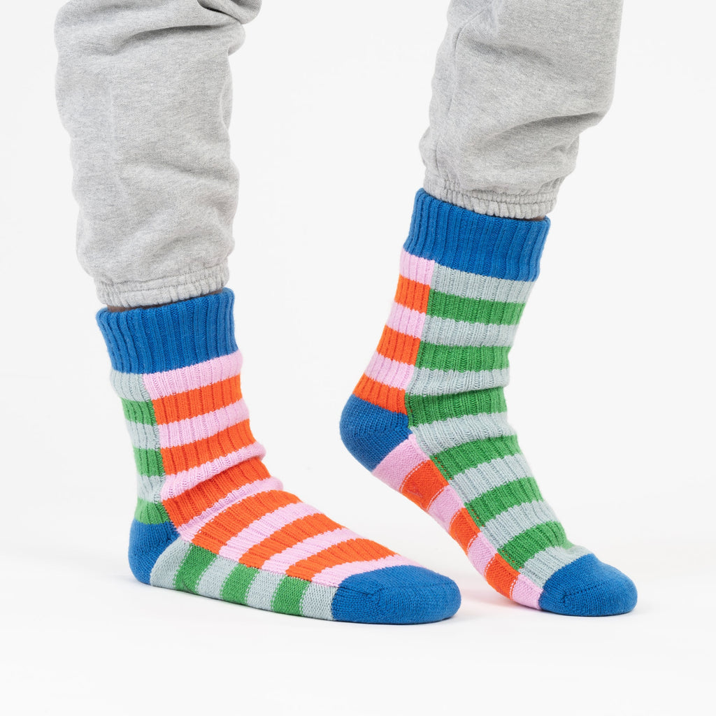 Verloop Knit House Socks - Super Stripe Cobalt
