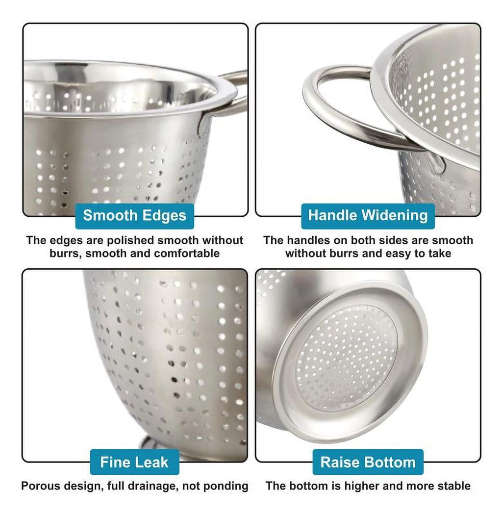 SS Multi-Use Colander for Straining, Draining & Rinsing Pasta, Fruits or Vegetables
