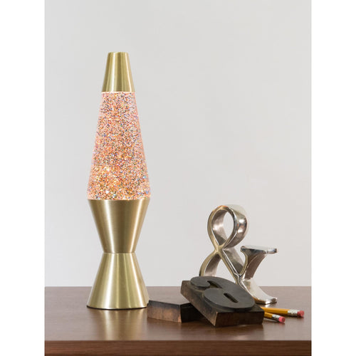 14.5" LAVA Lamp Rainbow Glitter - Clear/Gold