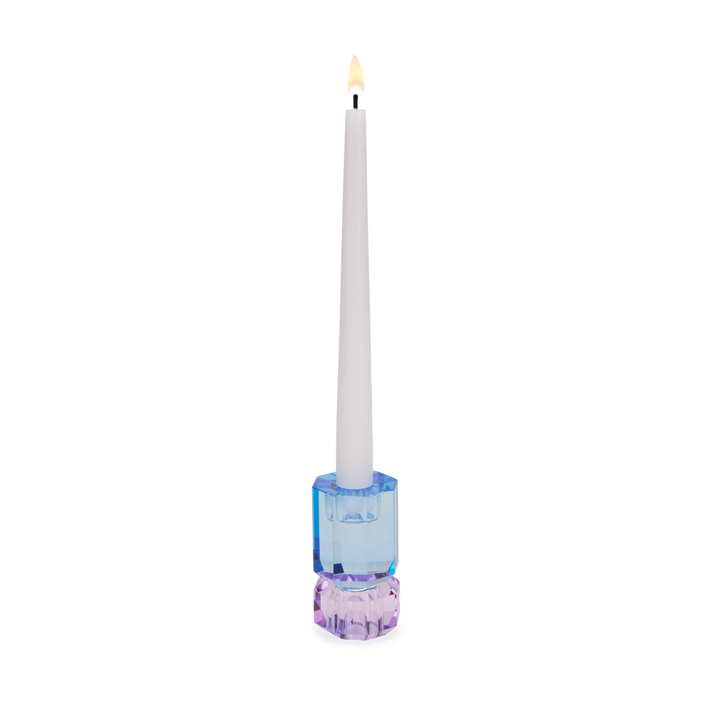 Faceted Crystal Candle Holder - Cobalt/ Violet
