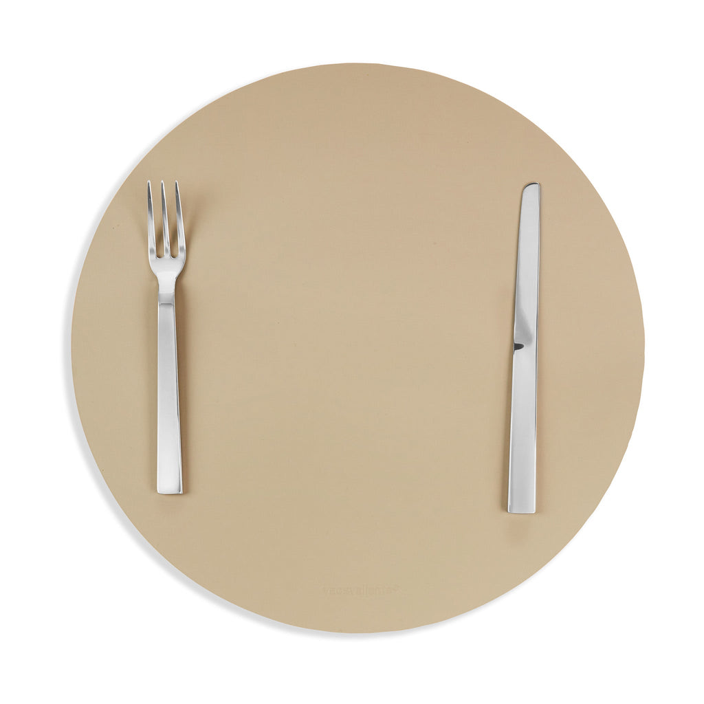 Dual-Sided Recycled Leather Placemat - Yellow/ Light Grey