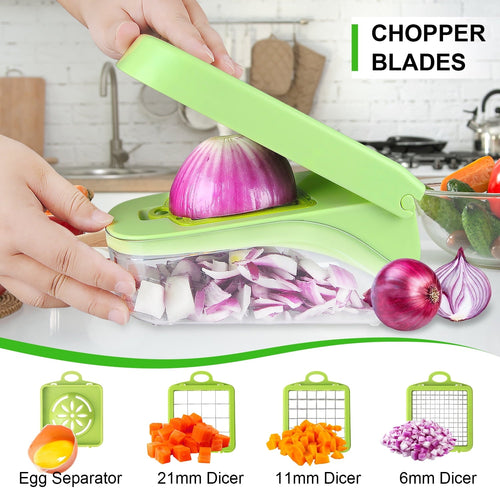 16 in 1 Vegetable Chopper, Multifunctional Veggie Chopper for Salad Garlic Carrot Egg Separator Food Chopper w...