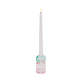 Faceted Crystal Candle Holder - Pink/ Light Mint