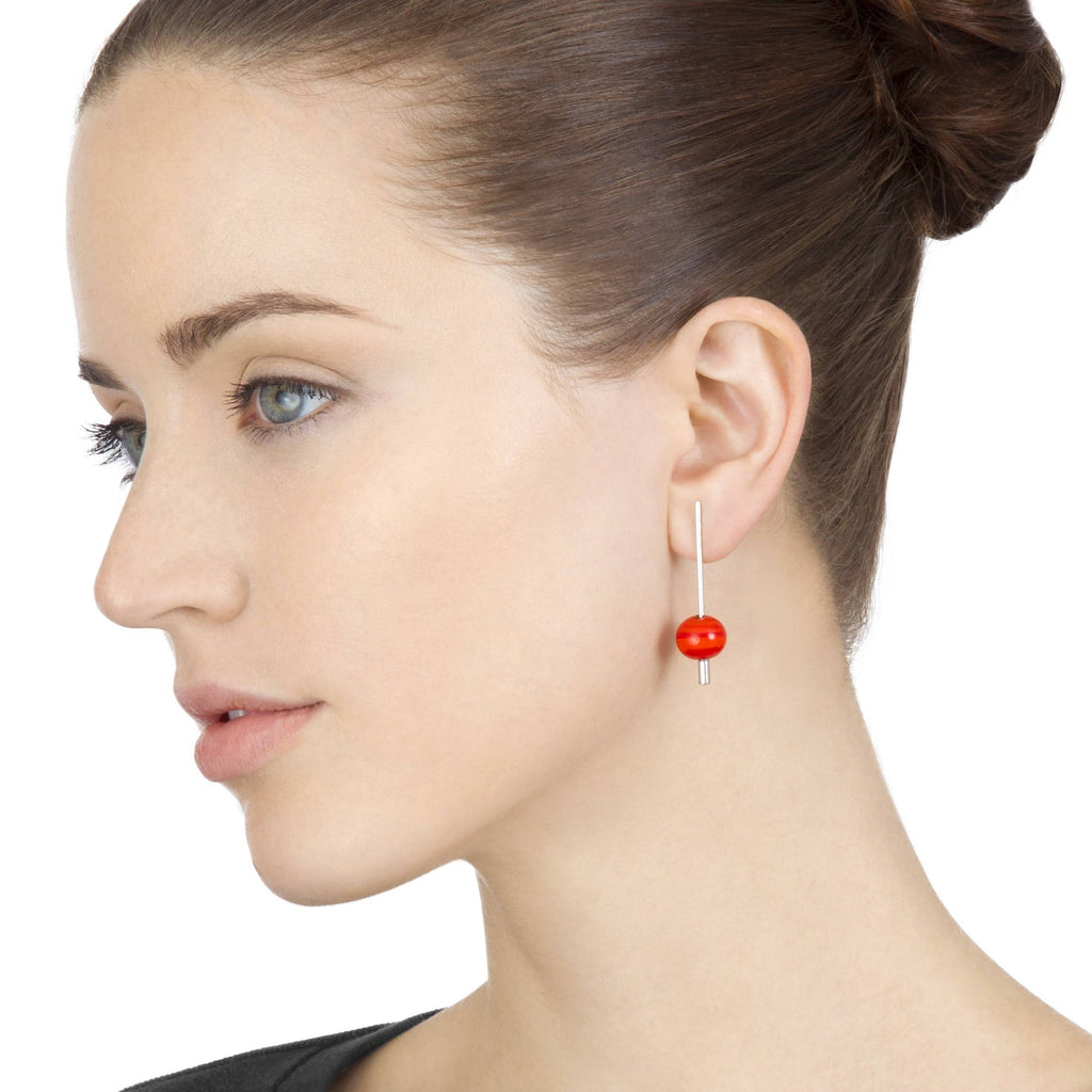 Paletto Glass Sphere Earrings - Red