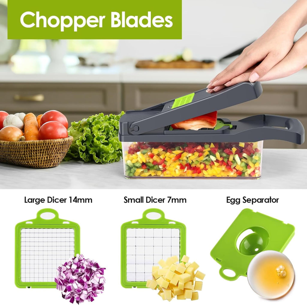 Vegetable Chopper, Veggie Chopper, Multifunctional 12 in 1 Food Chopper, Vegetable Slicer Dicer with 8 Blades, Onion ...