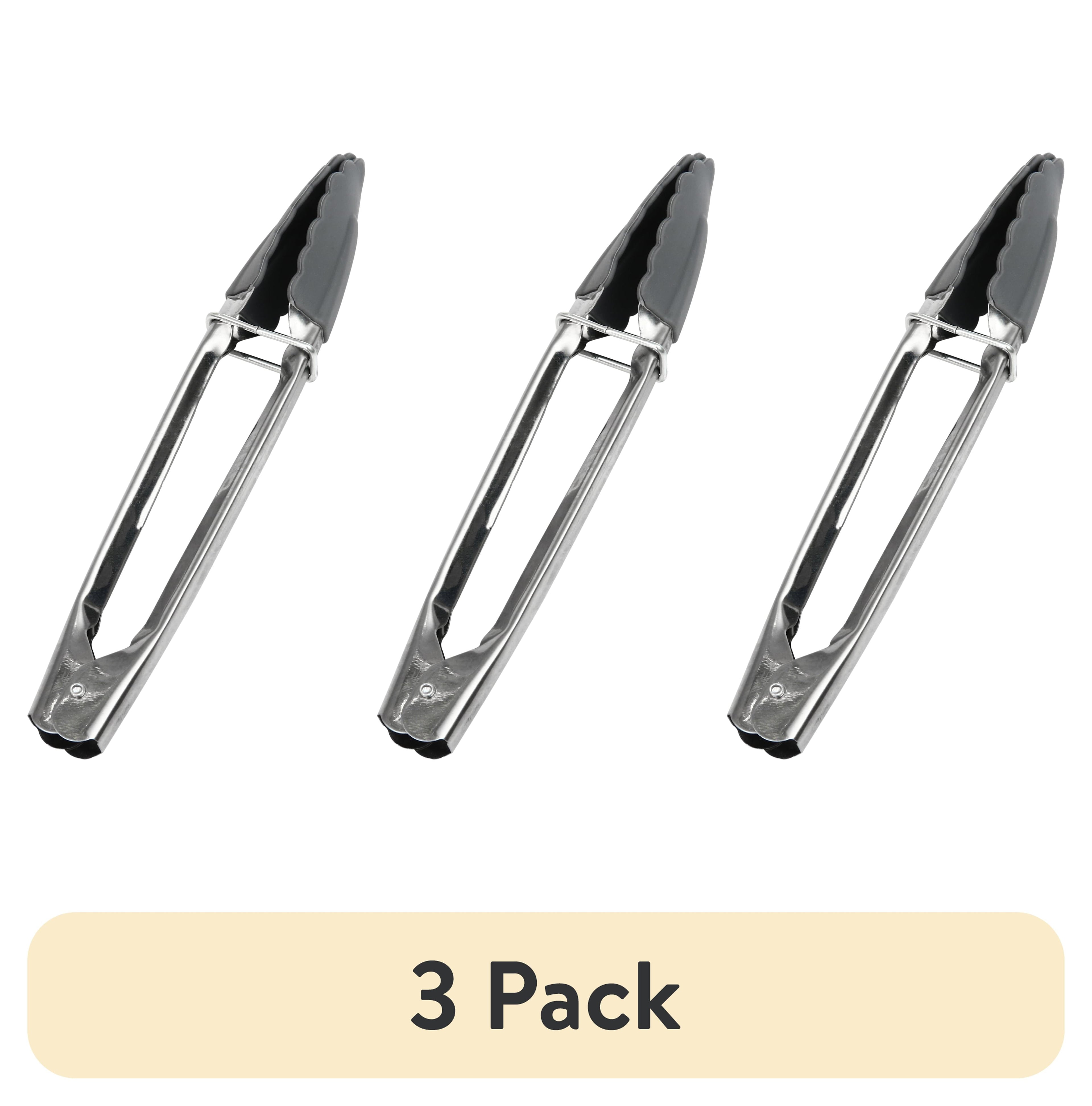 (3 pack) Heat Resistant Stainless Steel and Silicone Mini Tongs