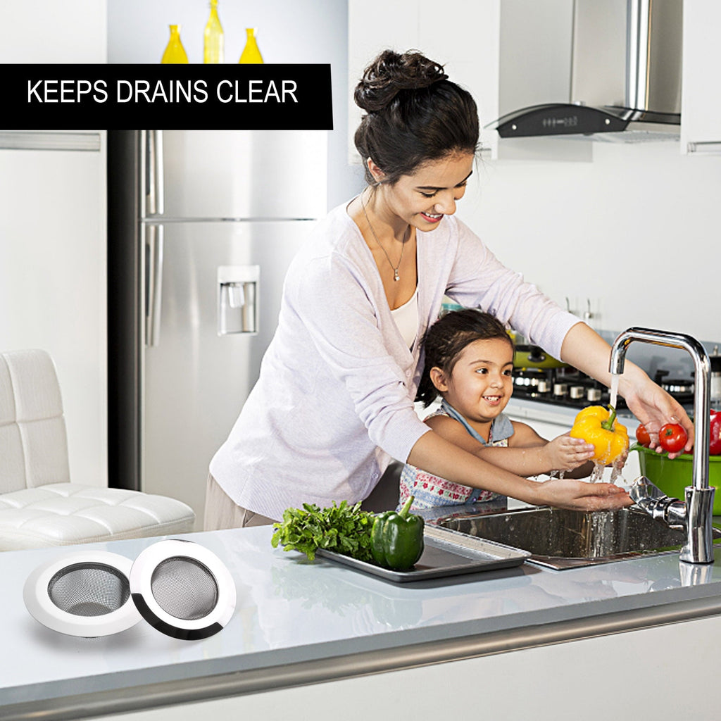 2 Kitchen Sink Strainer, 4.5 in Stainless Steel Mesh Drain Strainer, Silver