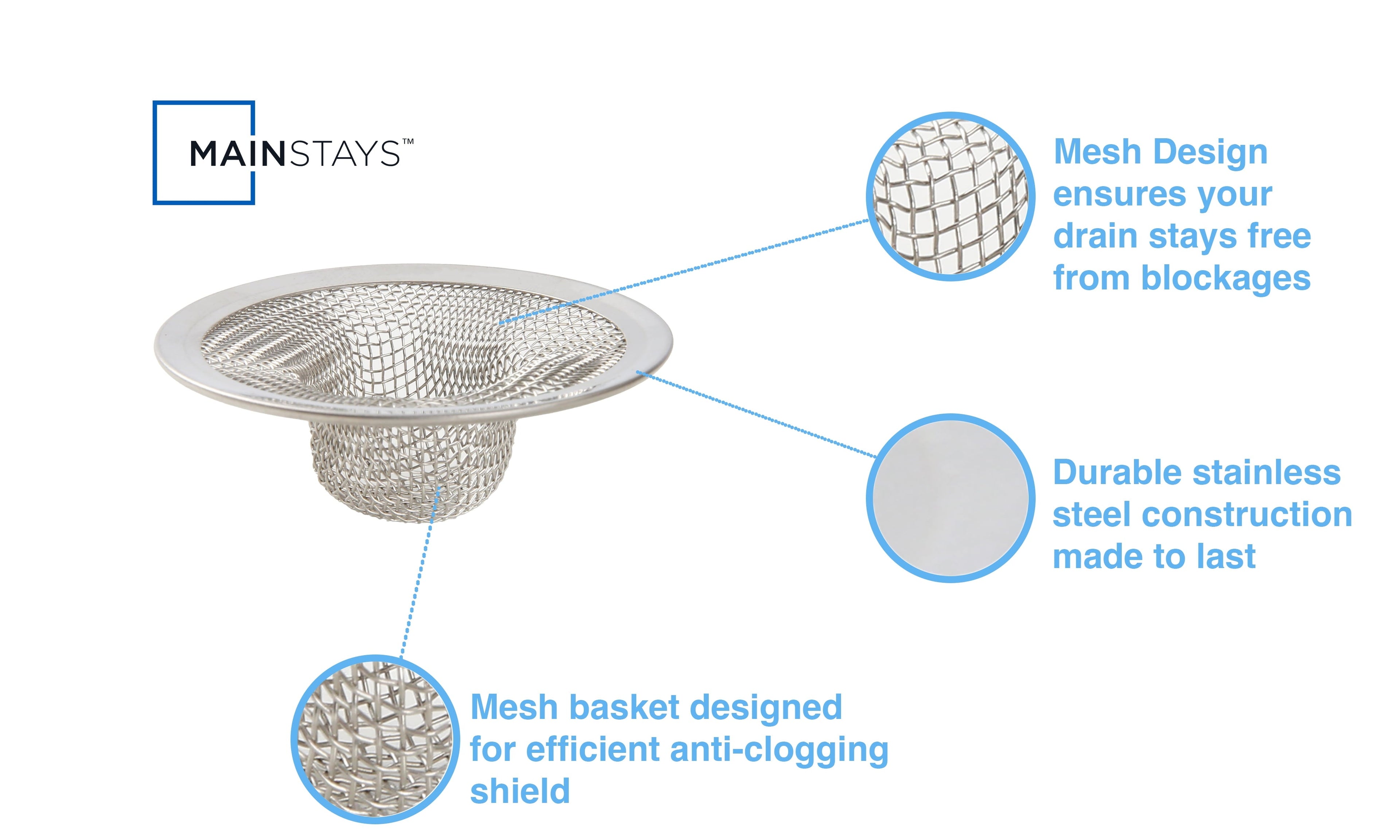 Size 3 Pack Stainless Steel Mesh Drain Strainers Silver