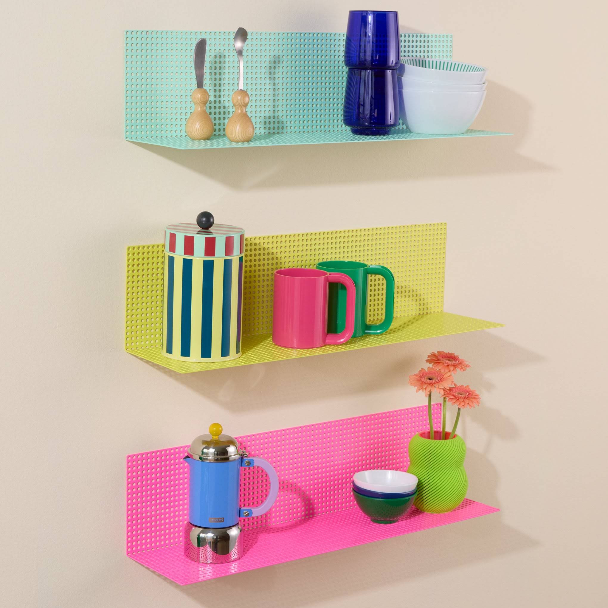 Perforated Aluminum Shelf - Pink