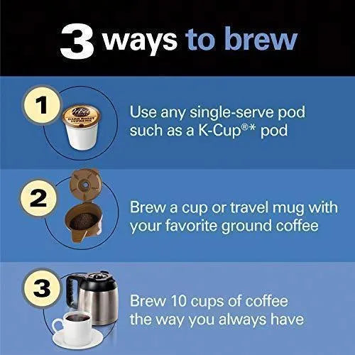 Hamilton Beach FlexBrew Thermal Coffee Maker, Single Serve &amp; Full Pot, Compatible with K-Cup Pods or Grounds, Programmable, Black and Stainless (49966)