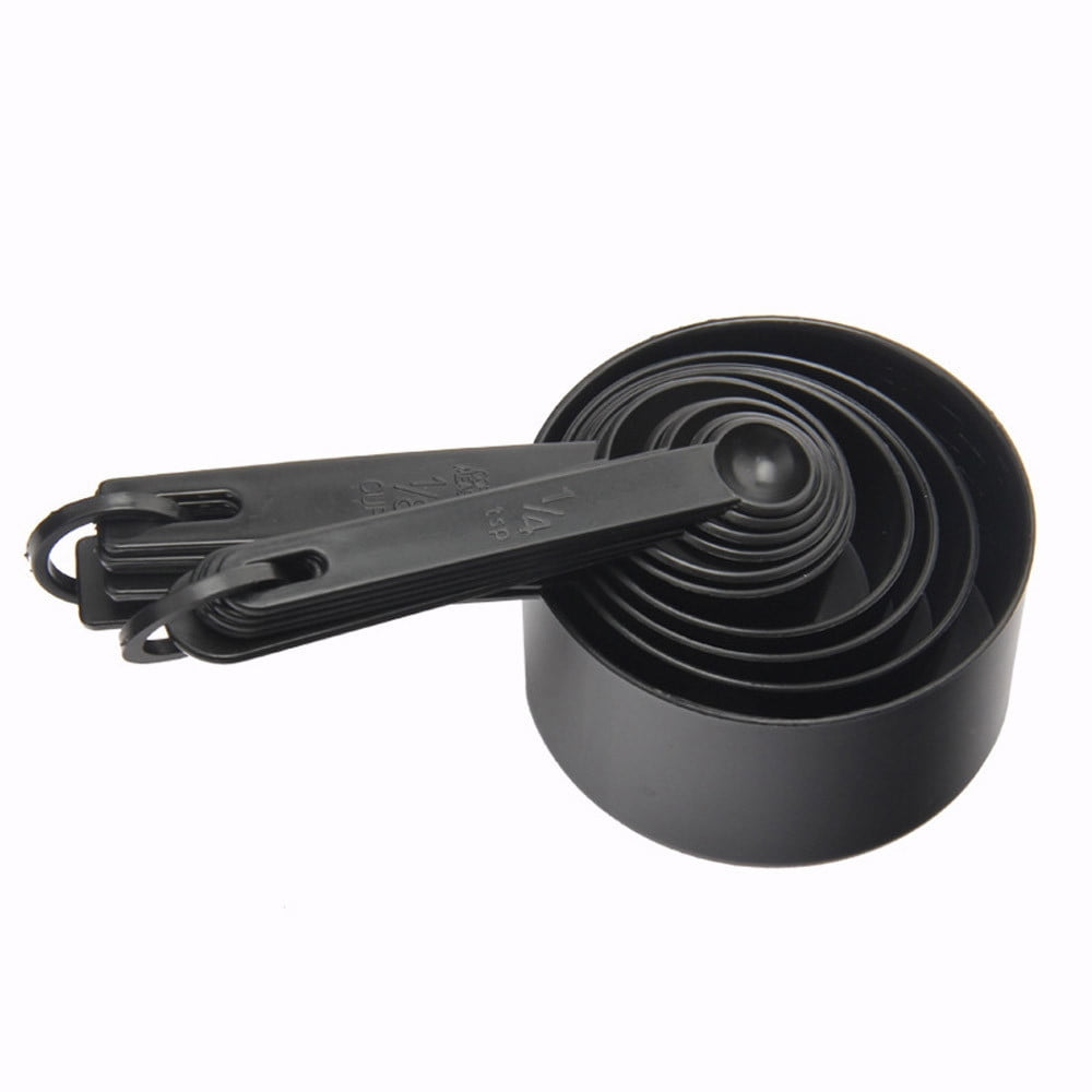 10 Pcs Black Plastic Measuring Spoons and Cups - Essential Tools for Baking and Coffee Brewing