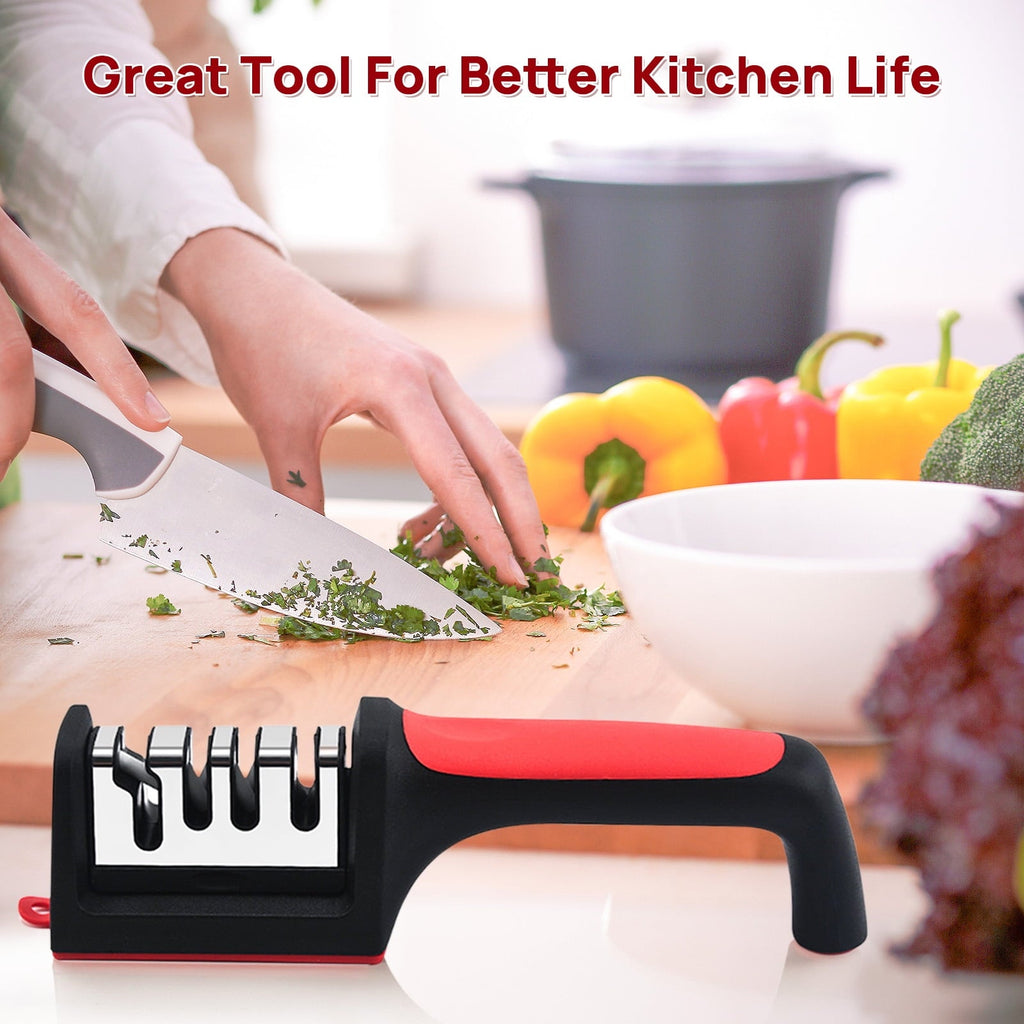 2 Pack Knife Sharpener, 4-Stage Kitchen Knife Sharpeners with Non-slip Base, Knife Sharpening System for Kitchen Kniv...