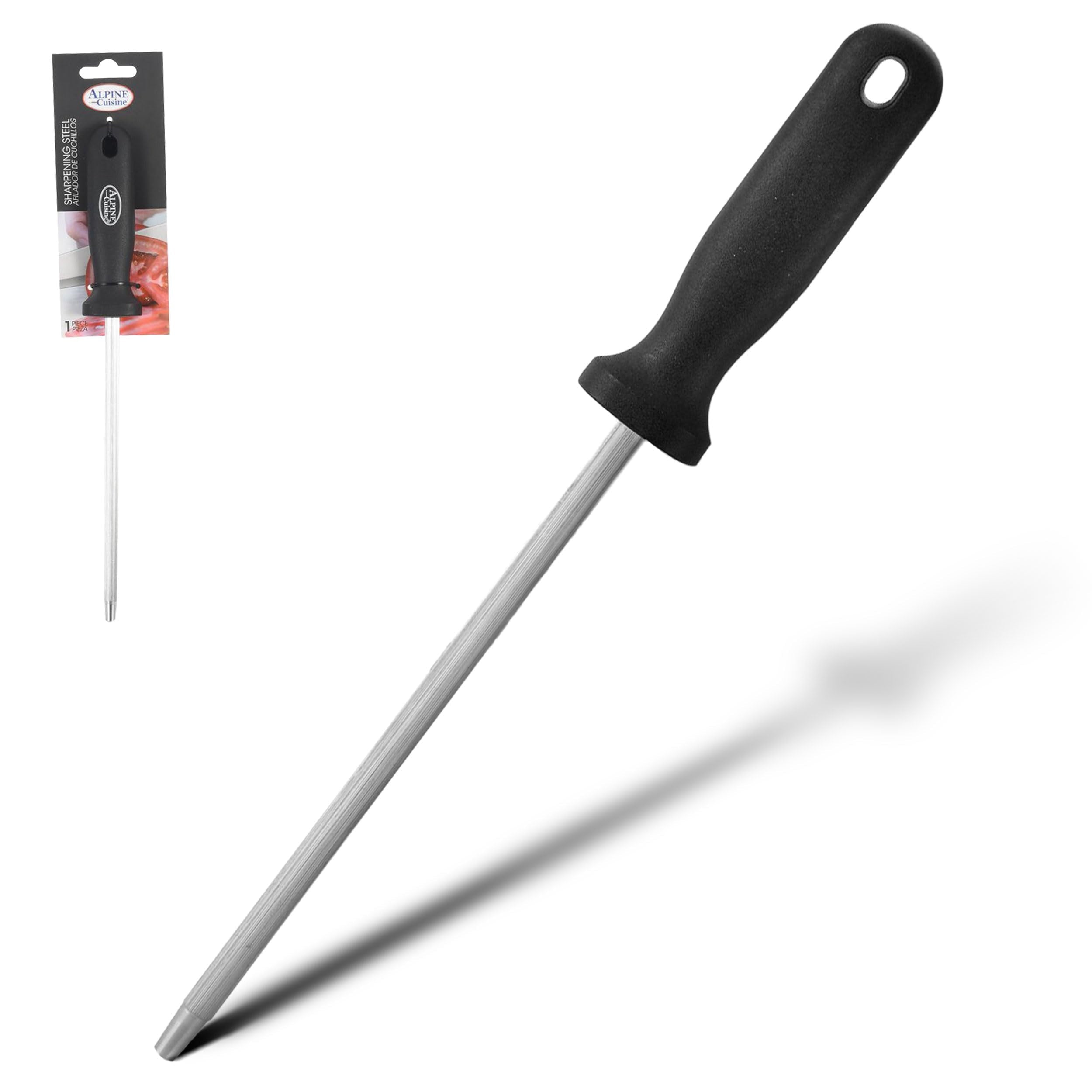 Tempered Steel Knife Sharpener 8 Inch with Ergonomic Handle, Professional Knife Sharpening Rod Sturdy & Durable, Suit...