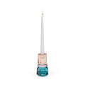 Faceted Crystal Candle Holder - Petrol/ Pink/ Peach