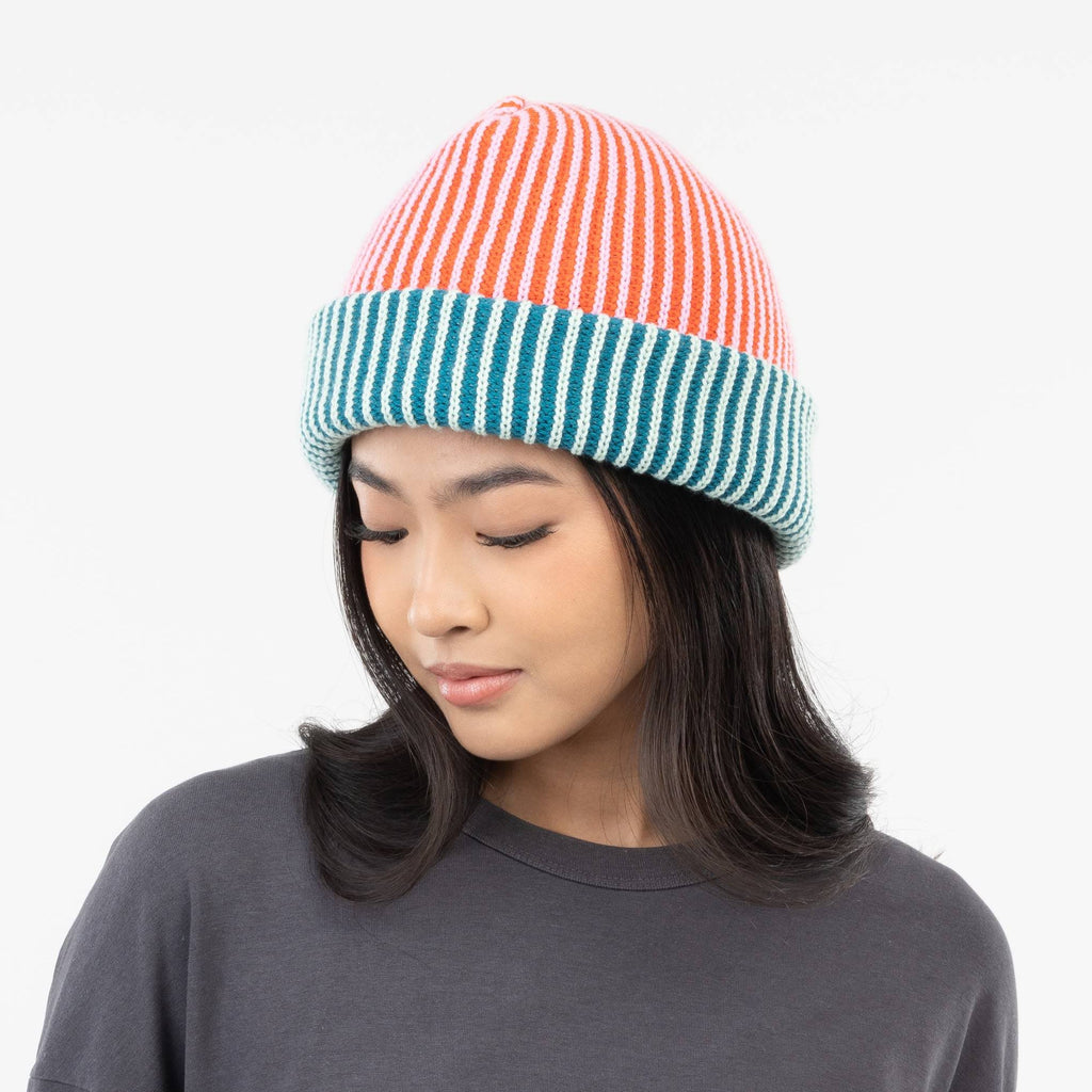 Verloop Pinstripe Plush Beanie - Poppy Teal